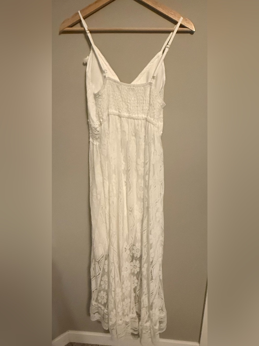 White Lace Maxi Dress with Tassel Pom Detail - Picture 2 of 2